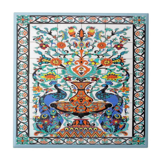 Pfauenvögel-Tile, Fliese (Vorderseite)