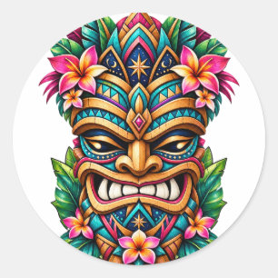 Pfauenwappen-Tiki-Aufkleber Runder Aufkleber