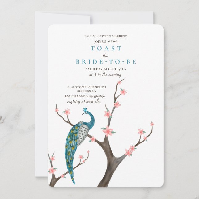 Pfauenwasser Einladung (Vorderseite)