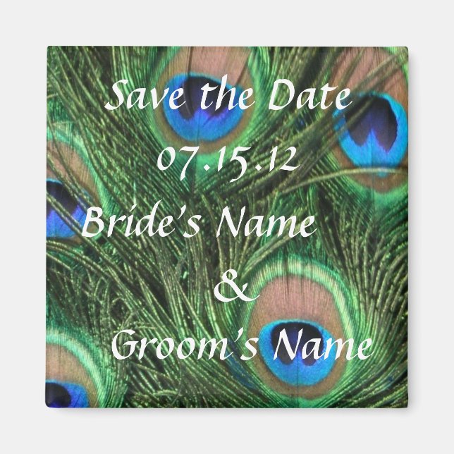 PfauenWedding speichert das Datum Magnet (Vorne)