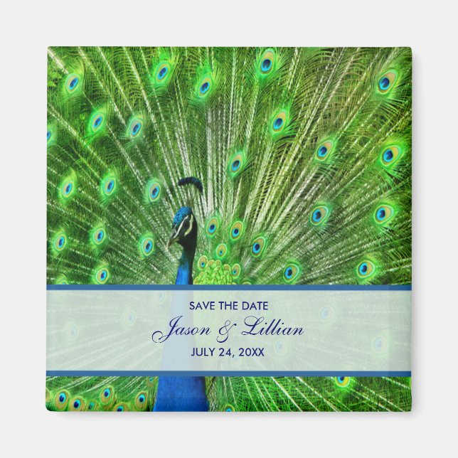 PfauenWedding speichert das Datum Magnet (Vorne)