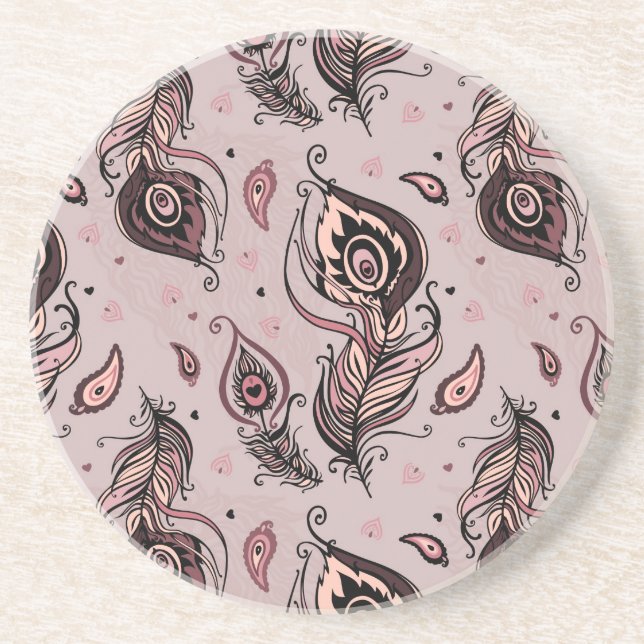 Pfaufedermuster Getränkeuntersetzer (Vorne)