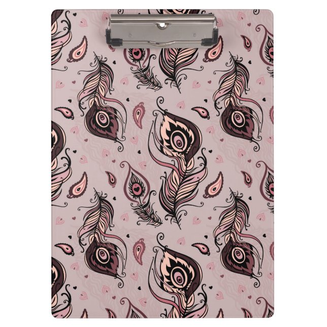 Pfaufedermuster Klemmbrett (Vorderseite)