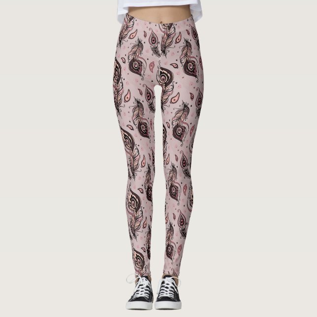 Pfaufedermuster Leggings (Vorderseite)