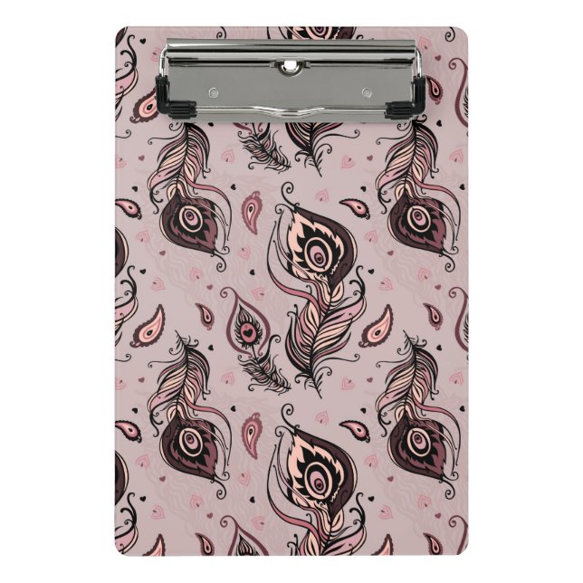 Pfaufedermuster Mini Klemmbrett (Vorderseite)