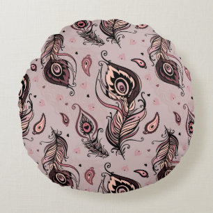 Pfaufedermuster Rundes Kissen