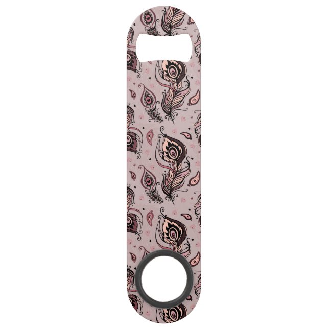 Pfaufedermuster Speed Flaschenöffner (Vorderseite)