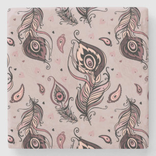 Pfaufedermuster Steinuntersetzer