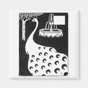 Pfaumotiv, von "Le Morte d'Arthur" (litho) Magnet