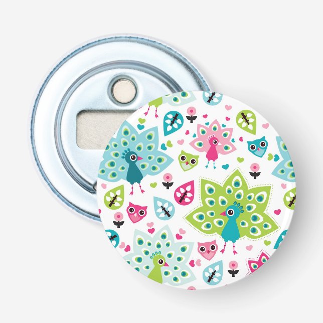 Pfauvogel und -eule flaschenöffner (Vorderseite)