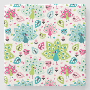 Pfauvogel und -eule steinuntersetzer