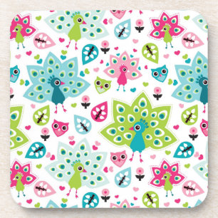 Pfauvogel und -eule untersetzer