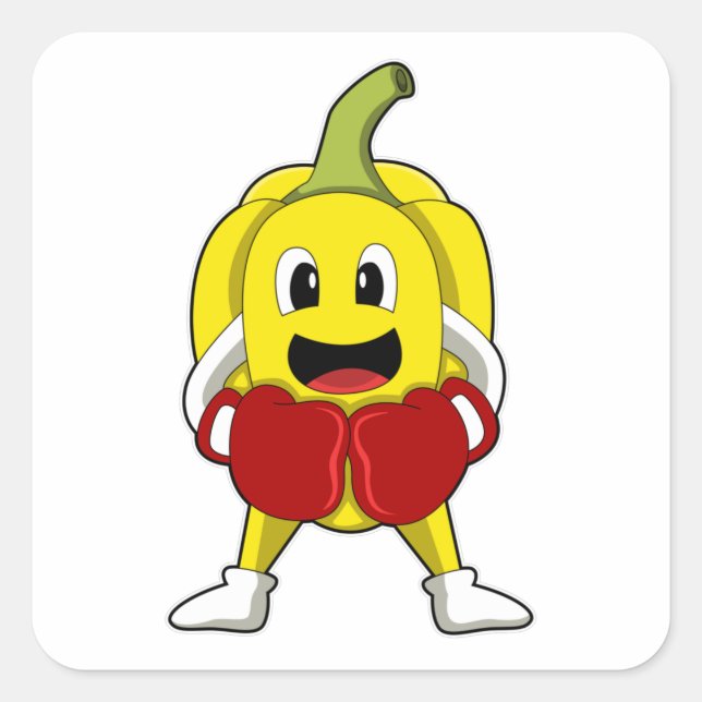 Pfeffer als Boxer mit Boxhandschuhen Quadratischer Aufkleber (Vorderseite)