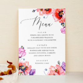 Pfeffer Hochzeit von Aquarellblumen Menükarte