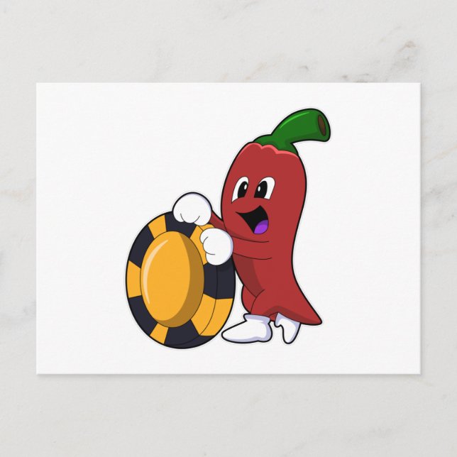 Pfeffer im Poker mit Poker-Chips Postkarte (Vorderseite)