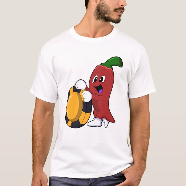 Pfeffer im Poker mit Poker-Chips T-Shirt (Vorderseite)