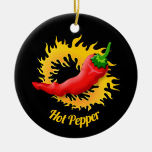 Pfeffer mit Flamme Keramik Ornament