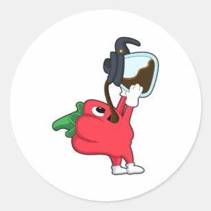 Pfeffer mit Kaffee Runder Aufkleber