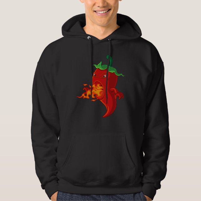 Pfeffer mit rotem heißem Chili mit Flamme Hoodie (Vorderseite)