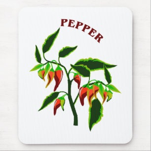 Pfeffer-Pflanzengraphik mit Wortpfeffer Mousepad