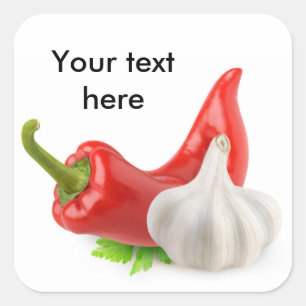 Pfeffer und Knoblauch Quadratischer Aufkleber