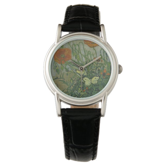 Pfeffer und Schmetterlinge von Vincent Van Gogh Armbanduhr (Vorderseite)