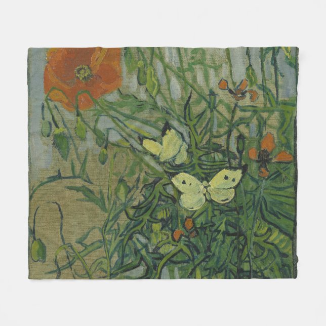 Pfeffer und Schmetterlinge von Vincent Van Gogh Fleecedecke (Vorderseite (Horizontal))