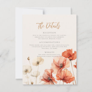 Pfeffer und Wildblumen Die Details Hochzeit Mitteilungskarte