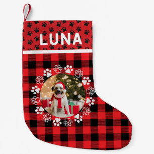 Pfefferhund liebt Foto Familie rustikal kariert ro Kleiner Weihnachtsstrumpf