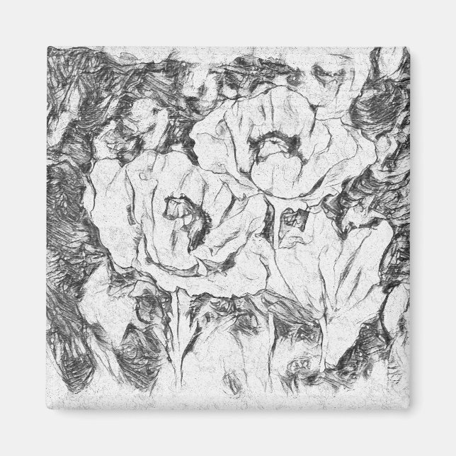 Pfefferkuchen, handgezeichnet, Blume mit Blumenmot Magnet (Vorne)