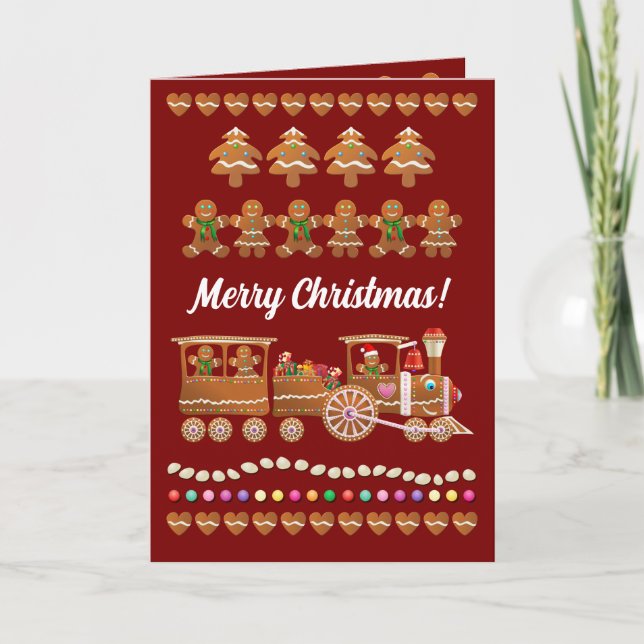 Pfefferkuchen Polar Express Feiertagskarte (Vorderseite)