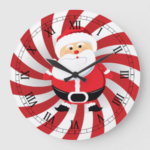 Pfefferminz-Drehungs-Weihnachtssankt-Wand-Uhr Große Wanduhr