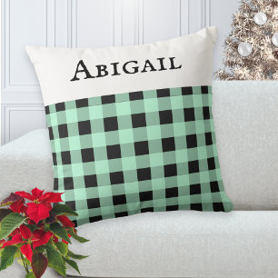 Pfefferminz Grün Buffalo Karo Gingham Weihnachten Kissen