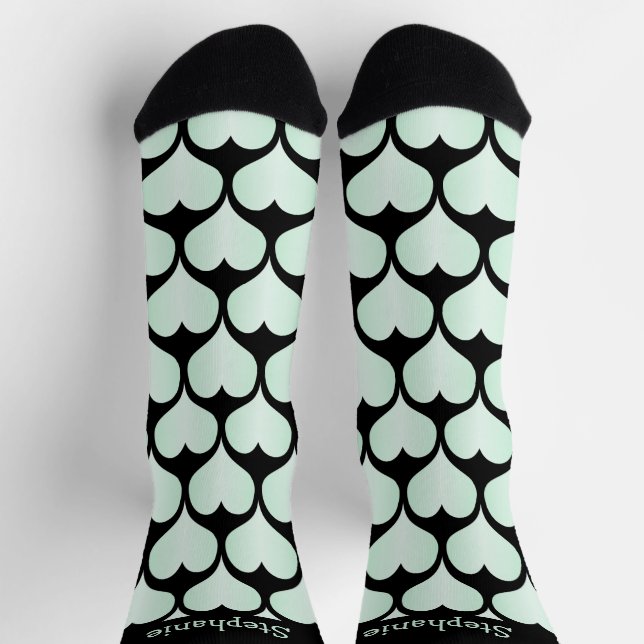 Pfefferminz-Herzen Design personalisiert Socken (Oben)