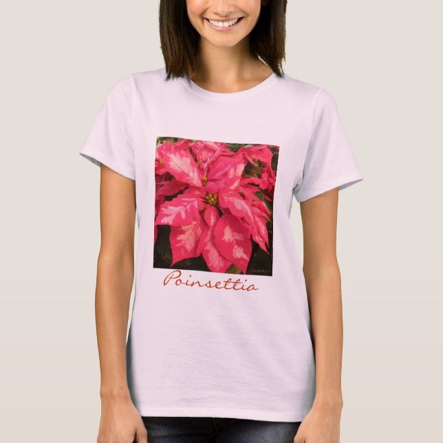 Pfefferminz-rosa Poinsettia T-Shirt (Vorderseite)
