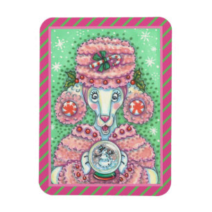 PFEFFERMINZ ROSAFARBENER POODLE, LUSTIGER WEIHNACH MAGNET