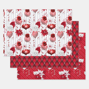 Pfefferminz-Schmuck & Weihnachtsstern Weihnachten Geschenkpapier Set