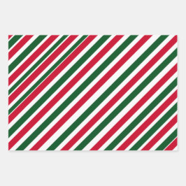 Pfefferminz-Streifen in Rot, Grün und Weiß Geschenkpapier Set