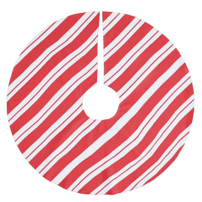 Pfefferminz-Streifen Weihnachts-Candy Cane Polyester Weihnachtsbaumdecke (Vorderseite)