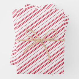 Pfefferminz-Weihnachts-Candy-Cane-Streifen Geschenkpapier Set
