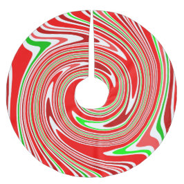 Pfefferminz-Zuckerstange-Strudel-rotes grünes Weiß Polyester Weihnachtsbaumdecke