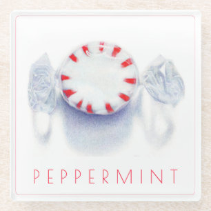 Pfefferminzbonbon Glasuntersetzer + Text