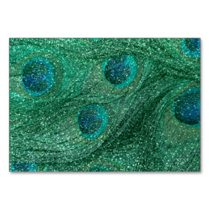 Pfefferminzfedern aus grünem Glitzer Tischnummer