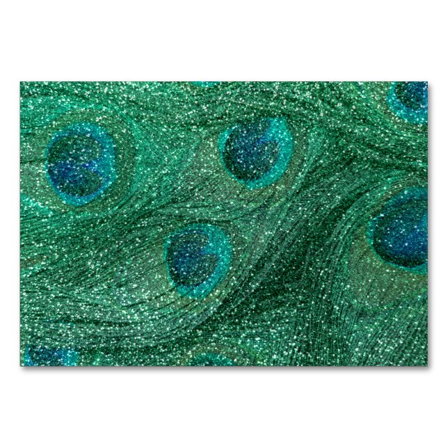 Pfefferminzfedern aus grünem Glitzer Tischnummer (Vorderseite)