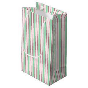 Pfefferminzgrün, rosa und weiße Streifen aus Süßig Kleine Geschenktüte