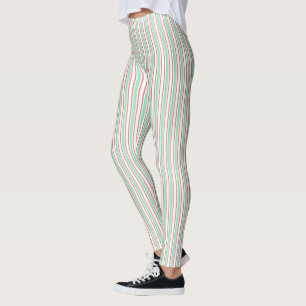 Pfefferminzgrün, rosa und weiße Streifen aus Süßig Leggings
