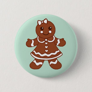 Pfeffernuss-Weihnachts-Gingerbread-Girl-Knopf Button