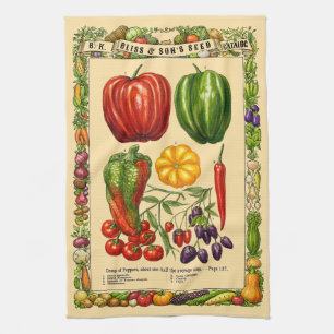 Pfeffersorten Retro viktorianische Ära Botanische Geschirrtuch
