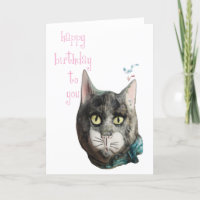 Pfeifen Cat Happy Birthday Card