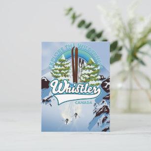 Pfeifen Kanada Skifahrplakat. Postkarte